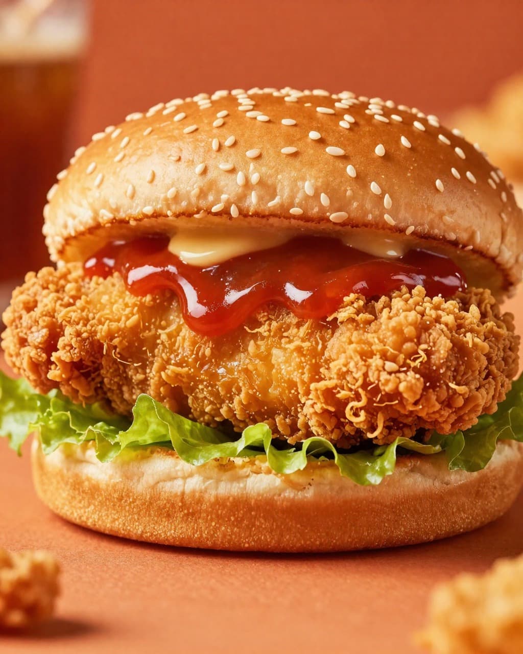 Lava burger with crispy chicken patty